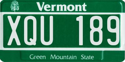 VT license plate XQU189