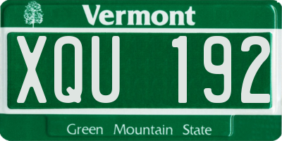 VT license plate XQU192