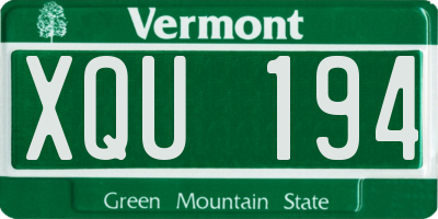 VT license plate XQU194