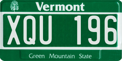 VT license plate XQU196