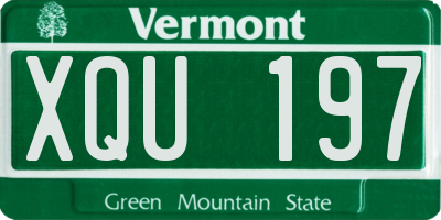 VT license plate XQU197