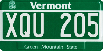 VT license plate XQU205