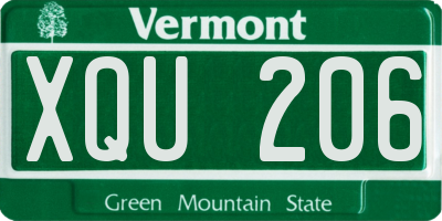 VT license plate XQU206