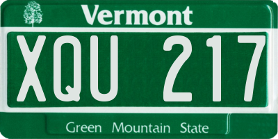 VT license plate XQU217