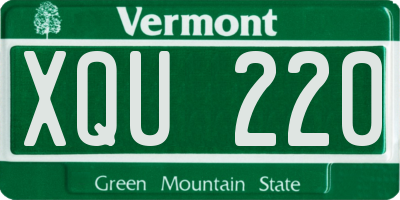 VT license plate XQU220