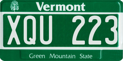 VT license plate XQU223