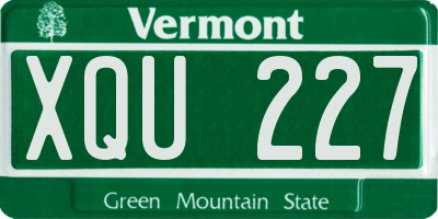 VT license plate XQU227