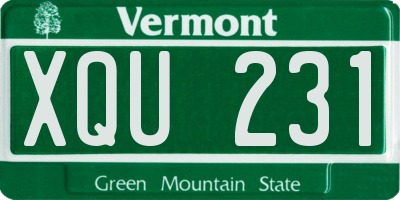 VT license plate XQU231