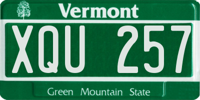 VT license plate XQU257