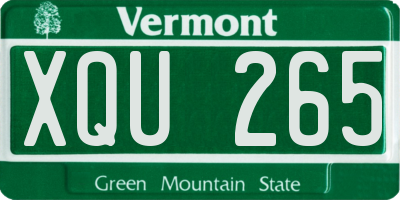 VT license plate XQU265