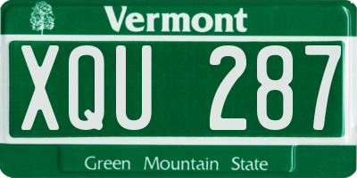 VT license plate XQU287