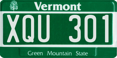 VT license plate XQU301