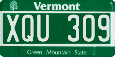 VT license plate XQU309