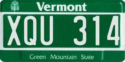 VT license plate XQU314