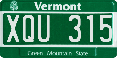 VT license plate XQU315