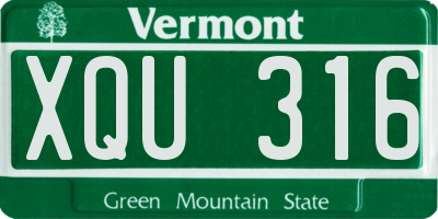 VT license plate XQU316