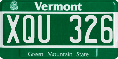 VT license plate XQU326