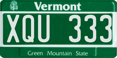 VT license plate XQU333