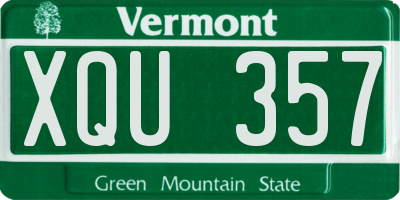 VT license plate XQU357