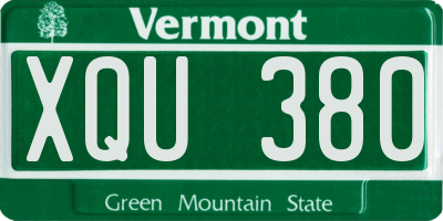 VT license plate XQU380