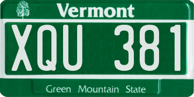 VT license plate XQU381