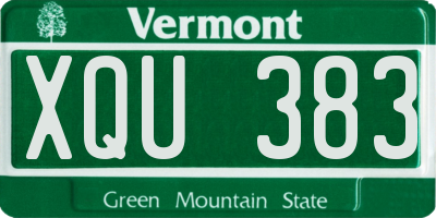 VT license plate XQU383