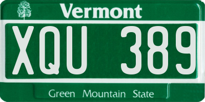 VT license plate XQU389