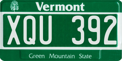 VT license plate XQU392