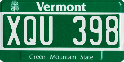 VT license plate XQU398