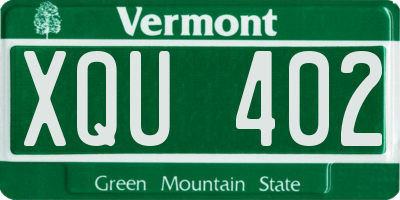 VT license plate XQU402