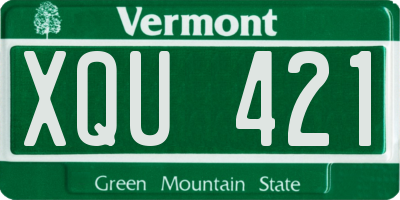 VT license plate XQU421