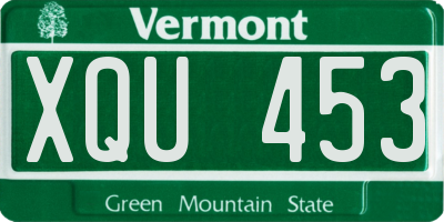 VT license plate XQU453
