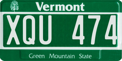 VT license plate XQU474