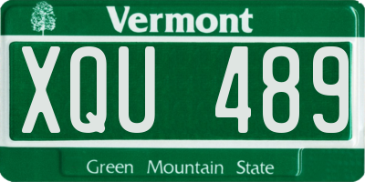 VT license plate XQU489