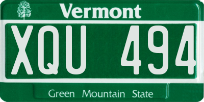 VT license plate XQU494