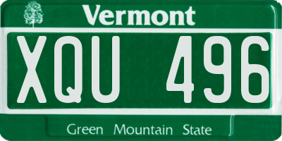 VT license plate XQU496