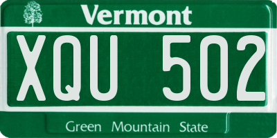 VT license plate XQU502