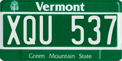 VT license plate XQU537