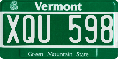 VT license plate XQU598