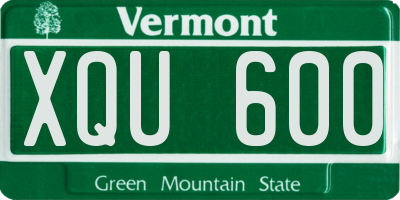 VT license plate XQU600