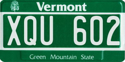 VT license plate XQU602