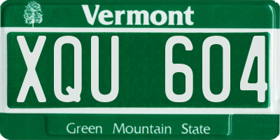 VT license plate XQU604