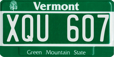 VT license plate XQU607