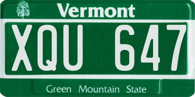VT license plate XQU647