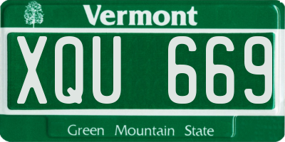 VT license plate XQU669