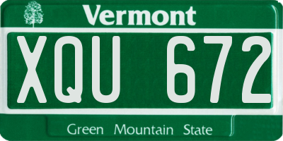 VT license plate XQU672