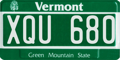 VT license plate XQU680