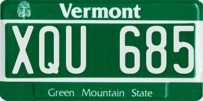VT license plate XQU685