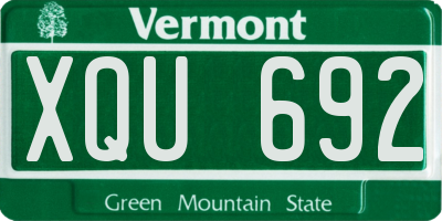 VT license plate XQU692