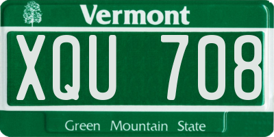 VT license plate XQU708